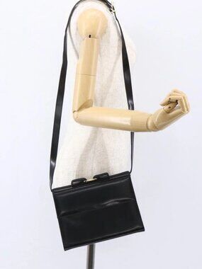 Salvatore Ferragamo Vala Shoulder Bag Leather Black Gold